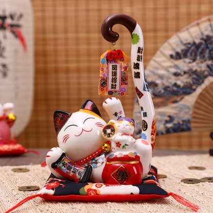 Maneki Neko Tirelire ’Santé’ - Orange / 16 x 10 13 cm