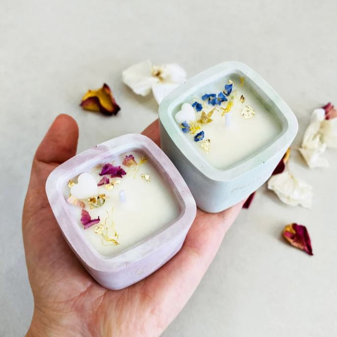 Mini bougie personnalisable – Cire de soja & fleurs séchées