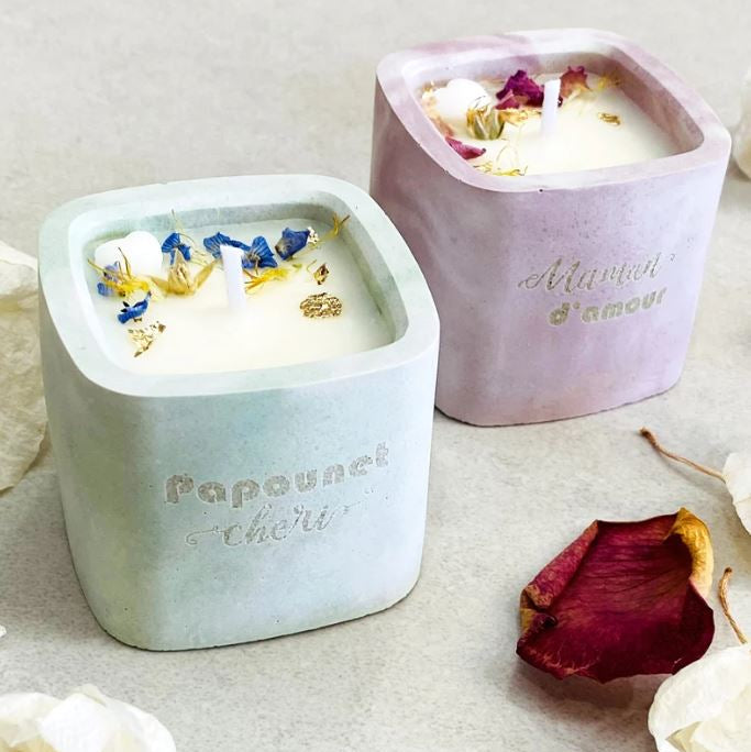 Mini bougie personnalisable – Cire de soja & fleurs séchées