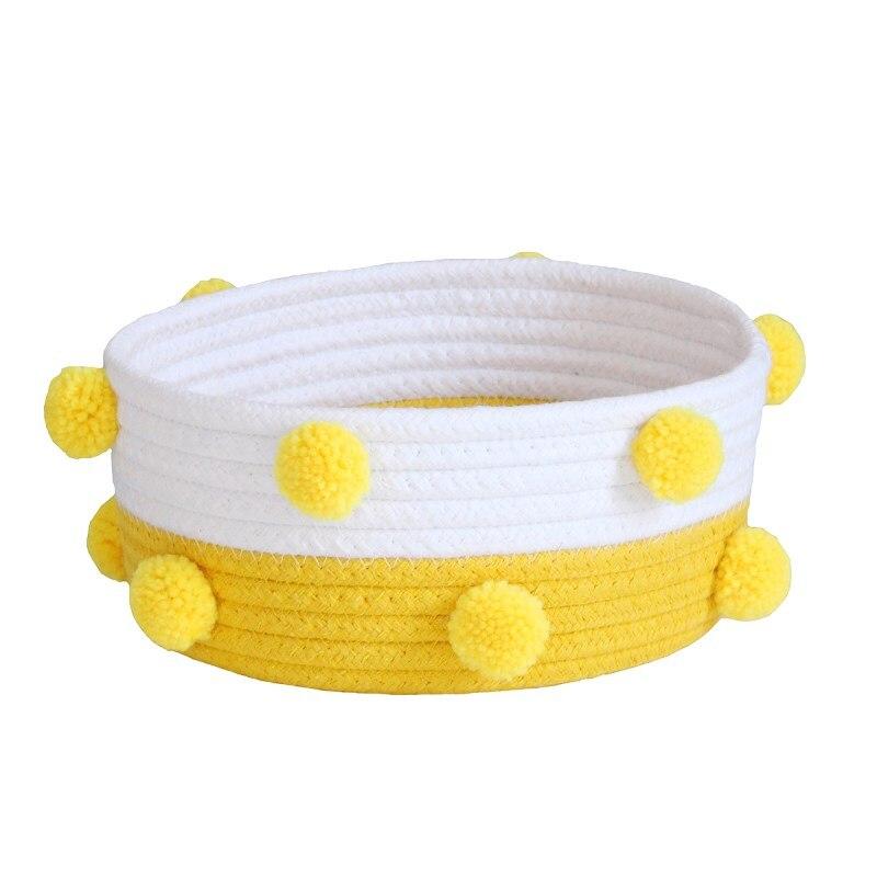 Mini Panier Rangement pompons jaunes
