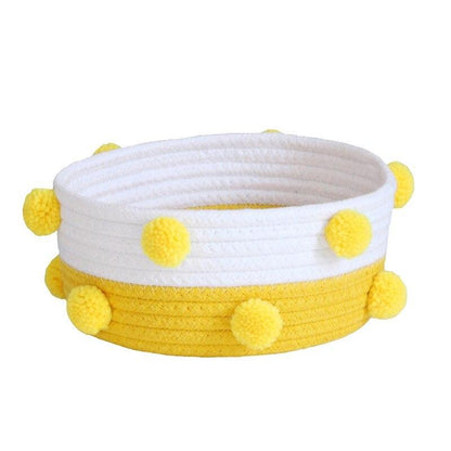Mini Panier Rangement pompons jaunes