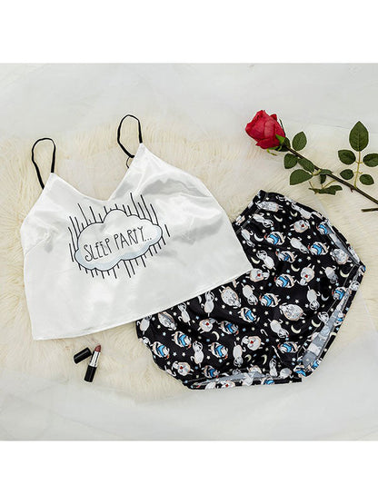 Ensemble Pyjama Mini Short Pour Femme En Satin "Sleep Party"