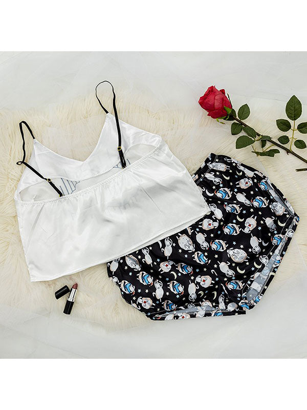 Ensemble Pyjama Mini Short Pour Femme En Satin "Sleep Party"