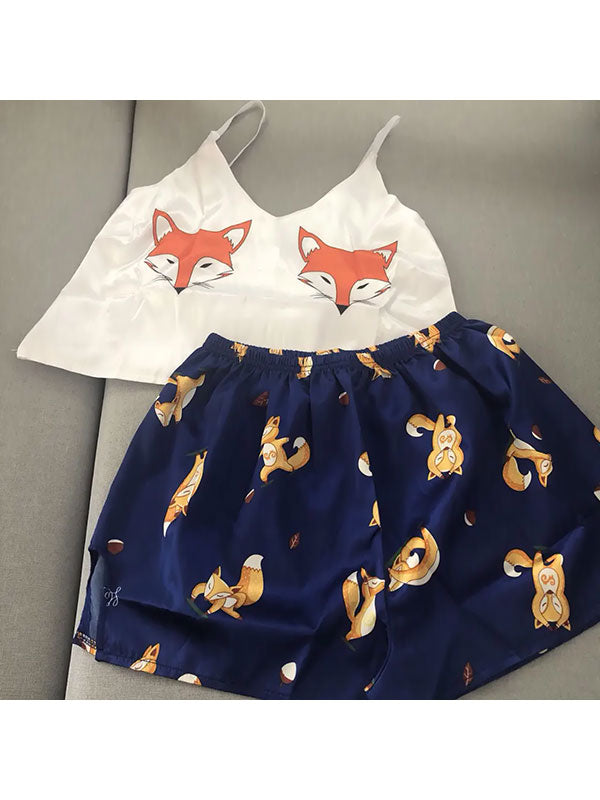 Mini Short Pyjama Pour En Satin "Renard"