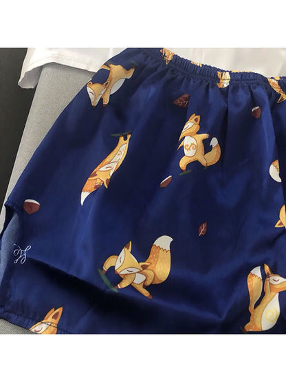 Mini Short Pyjama Pour En Satin "Renard"