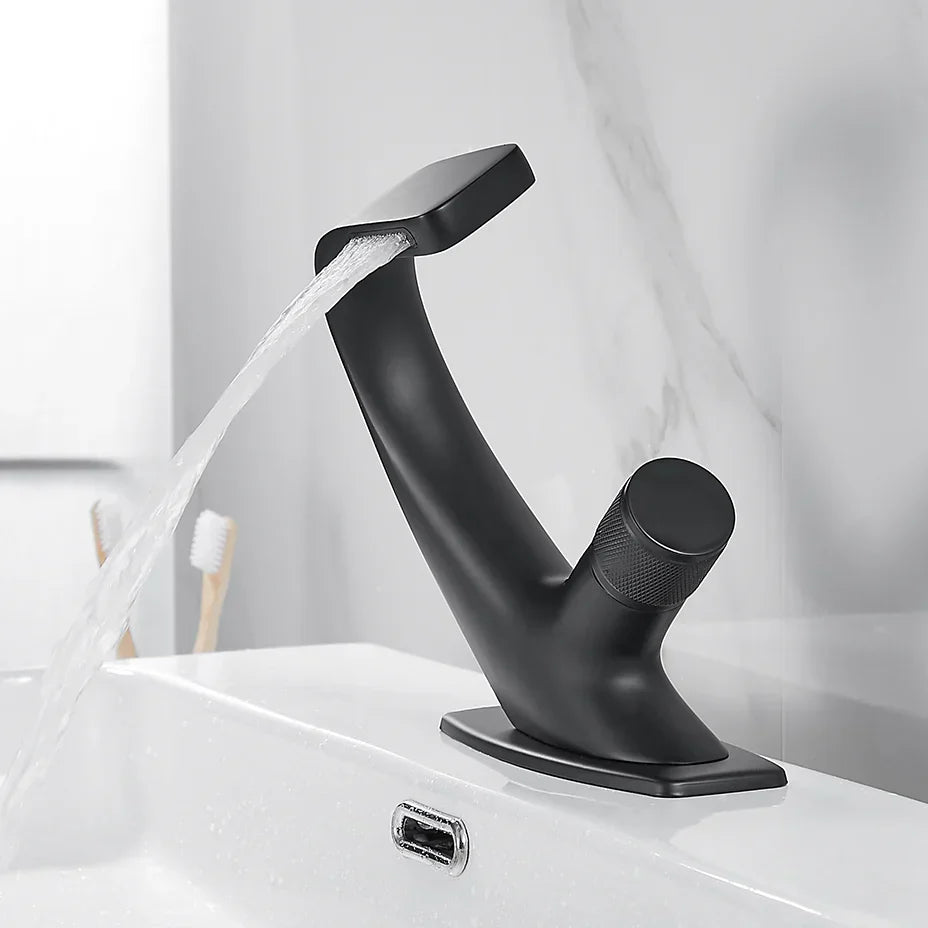 Mitigeur Lavabo Design Incurvé en Laiton