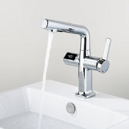 Mitigeur Thermostatique Lavabo Extractible Gris - Chrome