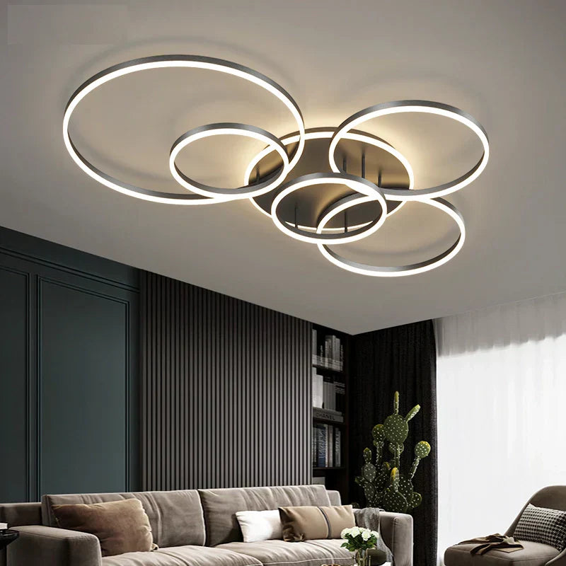 Plafonnier LED Moderne avec Télécommande - Éclairage Dimmable en Or et Noir