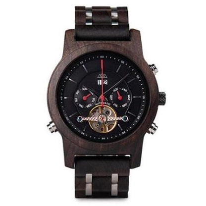 Montre en Bois Automatique Noire - Suprem Brown