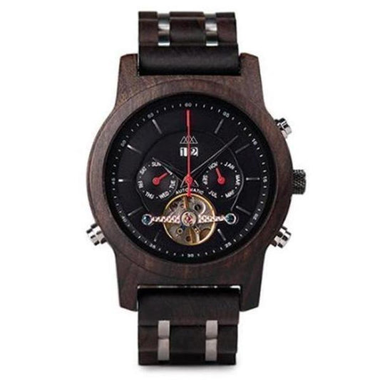 Montre en Bois Automatique Noire - Suprem Brown