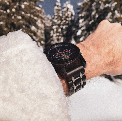 Montre en Bois Automatique Noire - Suprem Brown