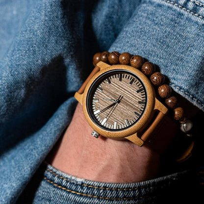 Montre Bois et Cuir - Dark