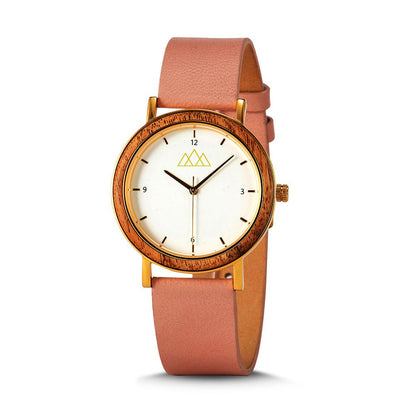 Montre Quartz Femme en Bois - Timeless Pink