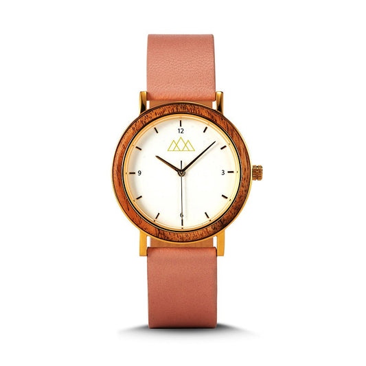 Montre Quartz Femme en Bois - Timeless Pink