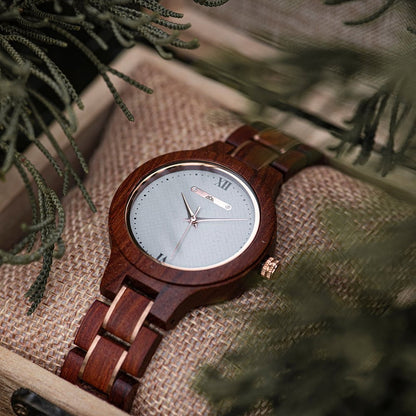 Montre en Bois Femme Bordeaux - Daily Acajou