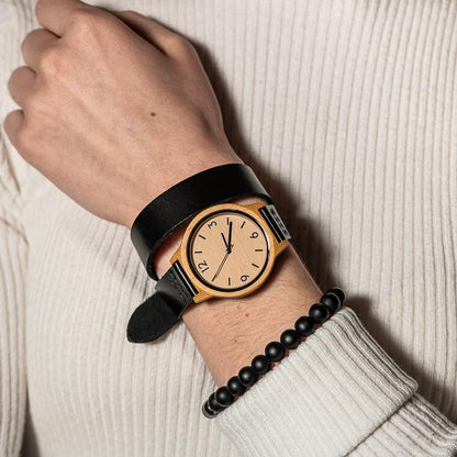 Montre en Bois Femme Noire - Heart Black