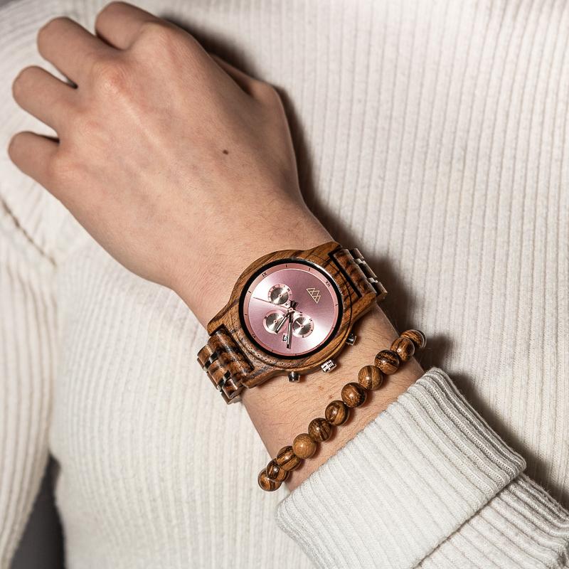 Grosse Montre Femme en Bois - Outdoor Zebra