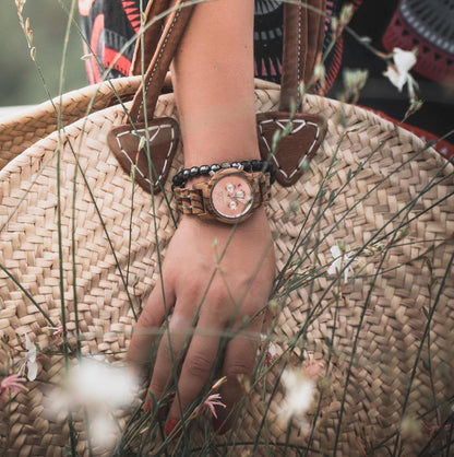 Grosse Montre Femme en Bois - Outdoor Zebra