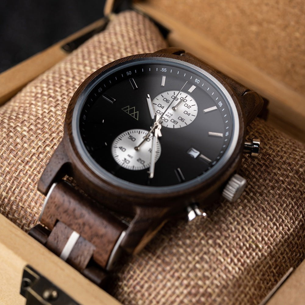 Montre en Bois Homme Ronde - Brooklyn Black