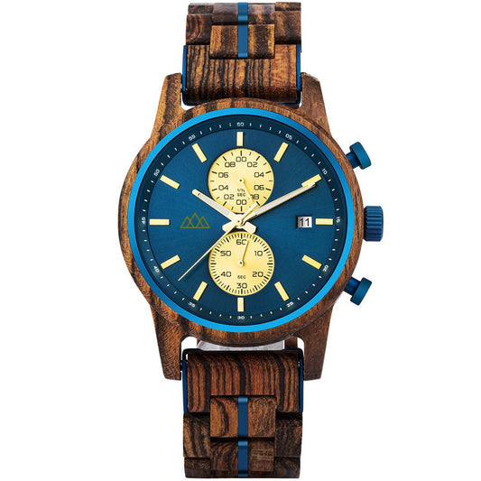 Montre en Bois Homme Artisanale - Brooklyn Blue
