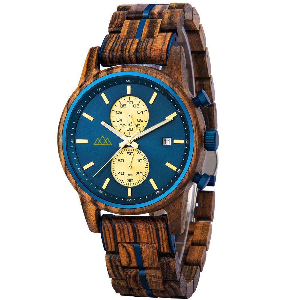 Montre en Bois Homme Artisanale - Brooklyn Blue