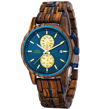Montre en Bois Homme Artisanale - Brooklyn Blue