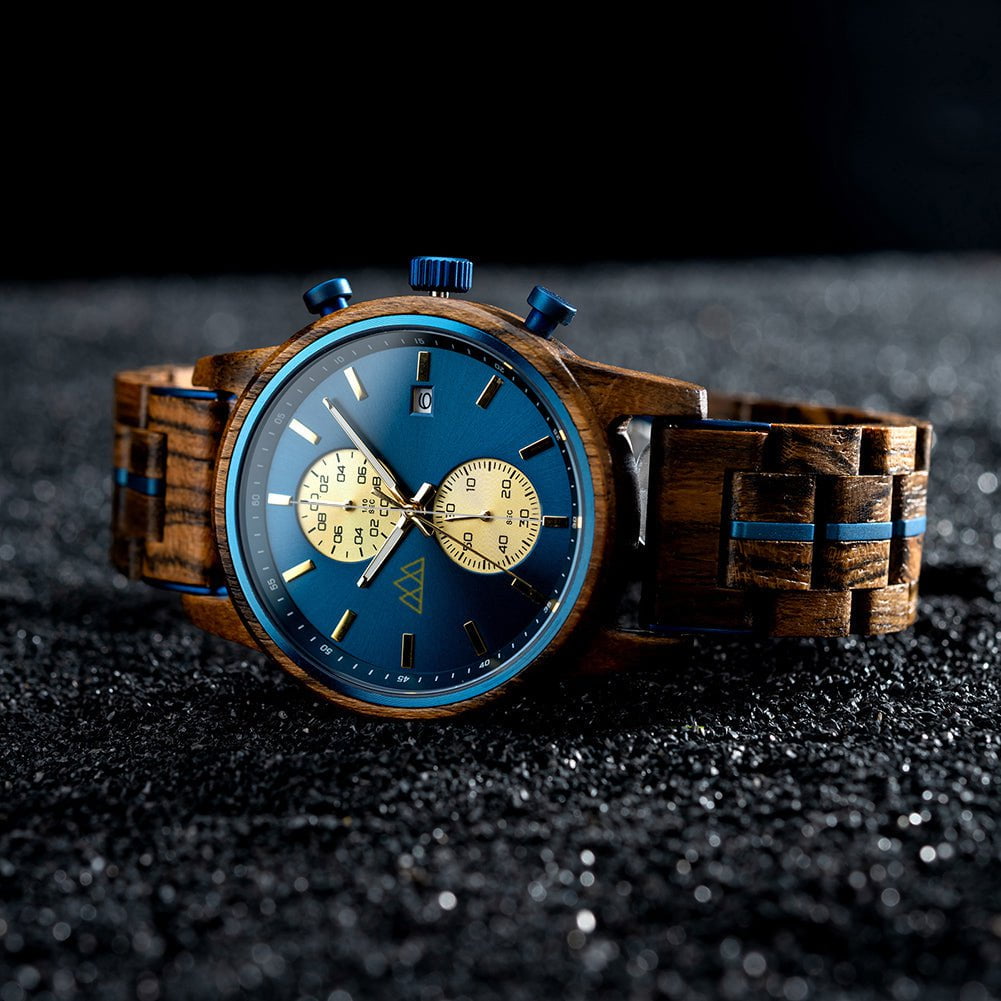 Montre en Bois Homme Artisanale - Brooklyn Blue