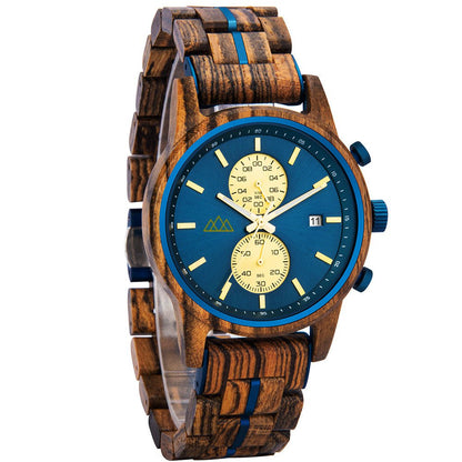Montre en Bois Homme Artisanale - Brooklyn Blue