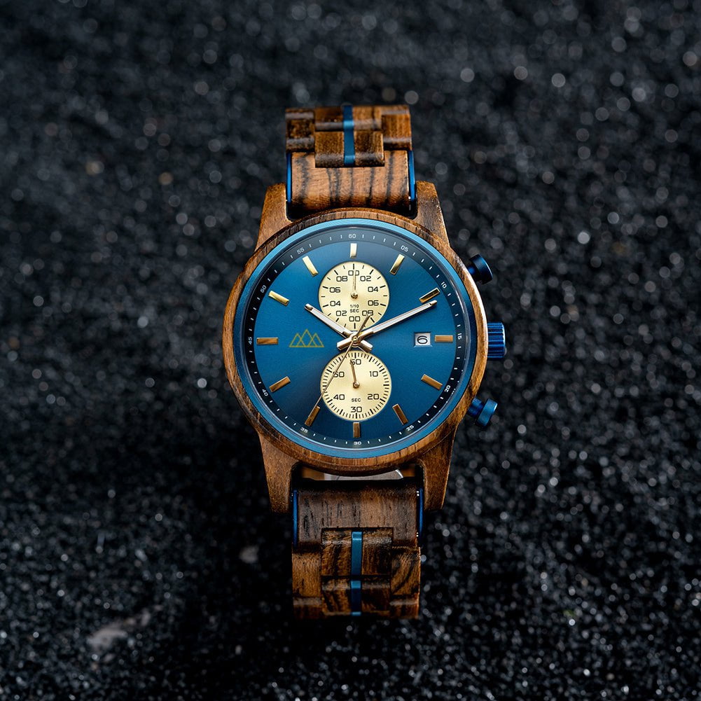 Montre en Bois Homme Artisanale - Brooklyn Blue