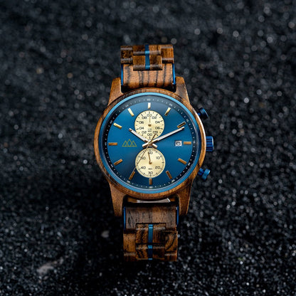 Montre en Bois Homme Artisanale - Brooklyn Blue
