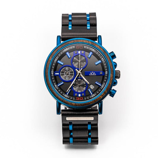 Montre en Bois Bleu - Griffed Blue