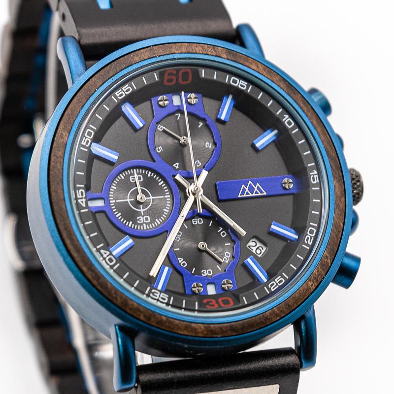 Montre en Bois Bleu - Griffed Blue