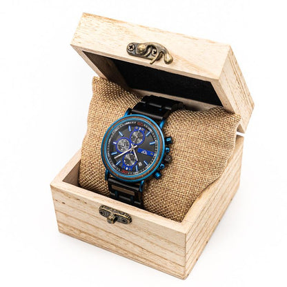 Montre en Bois Bleu - Griffed Blue