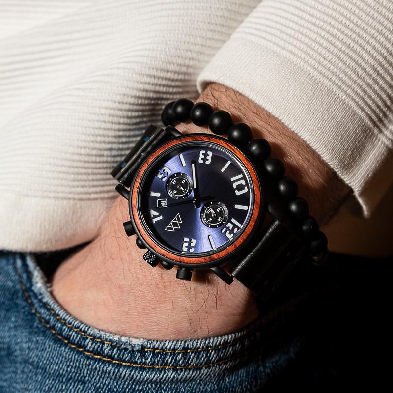 Montre Bracelet en Bois Homme  - Heritage Bleu
