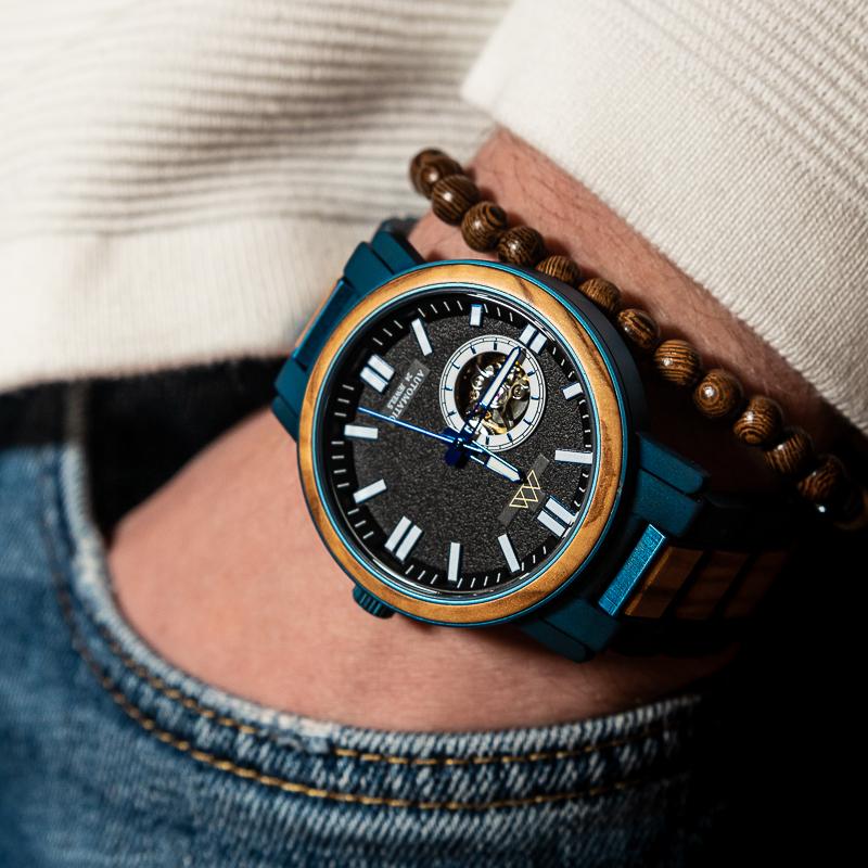 Montre en Bois Homme Bleu - Legacy Blue