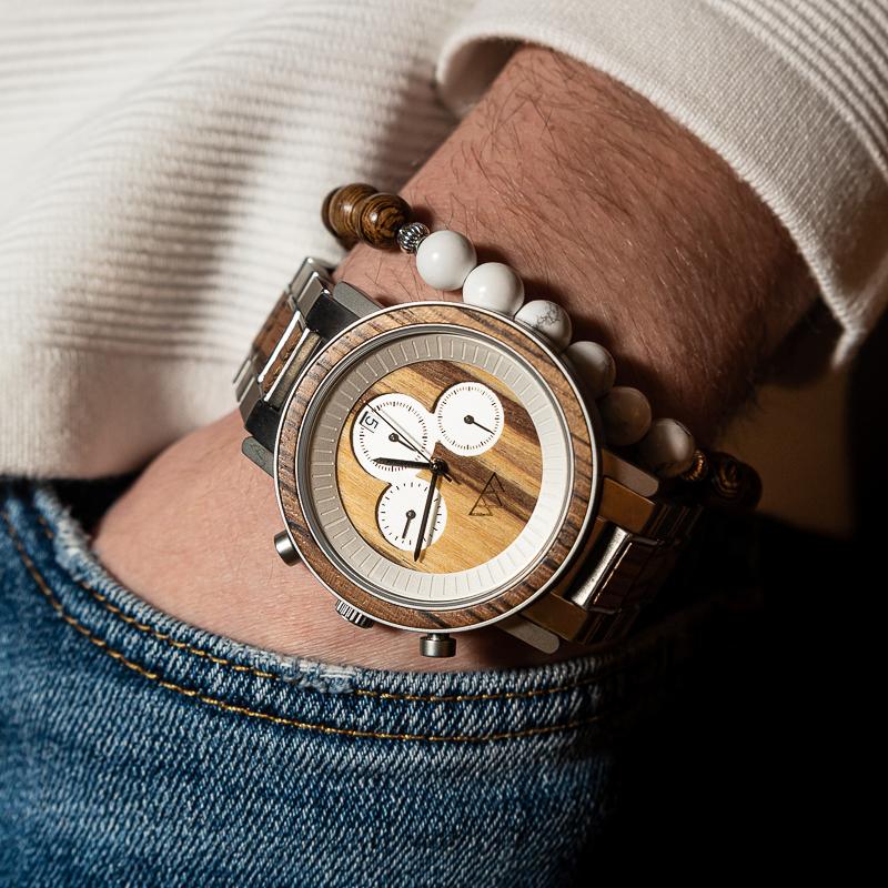Montre en bois Homme - Lux Marshal Silver