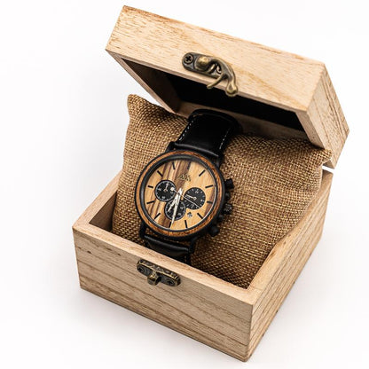 Montre en Bois Homme - Zebra Marshal Cuir
