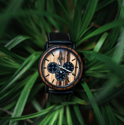 Montre en Bois Homme - Zebra Marshal Cuir