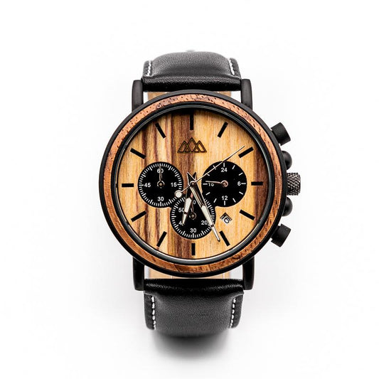 Montre en Bois Homme - Zebra Marshal Cuir