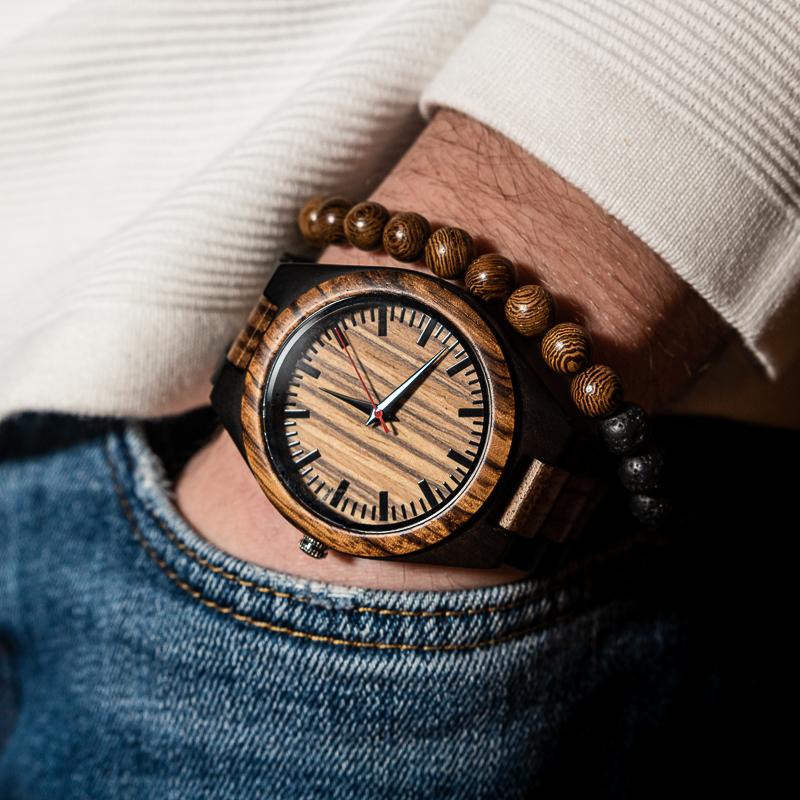 Montre en Bois Homme Originale - Zebra Pur