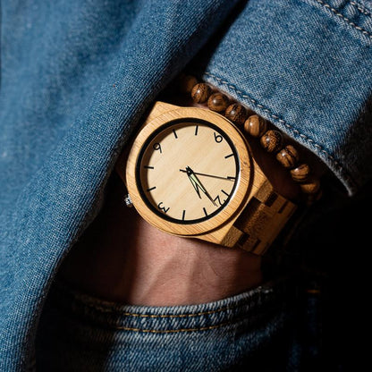Montre en Bois Quartz - Light Bamboo