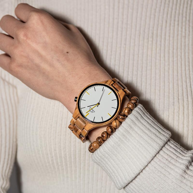 Montre en Bois Originale - Relogio White