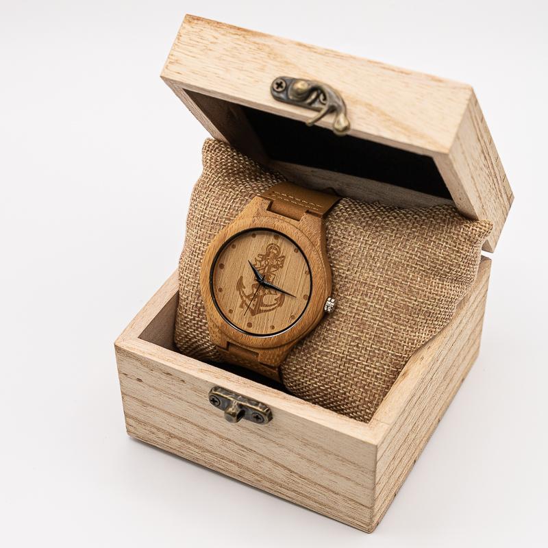 Montre en Bois Bracelet Cuir - Sea