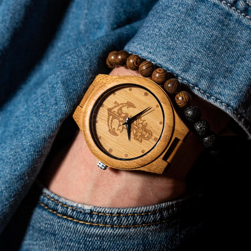 Montre en Bois Bracelet Cuir - Sea