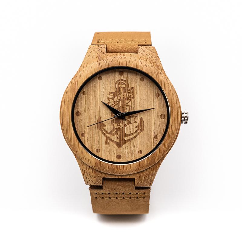 Montre en Bois Bracelet Cuir - Sea