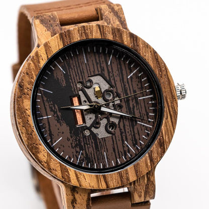 Montre Bois Squelette - Dark Engraved