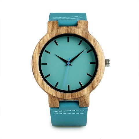 Montre en Bois Turquoise