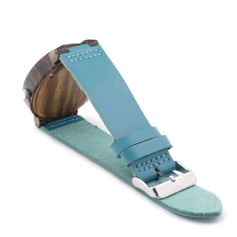 Montre en Bois Turquoise