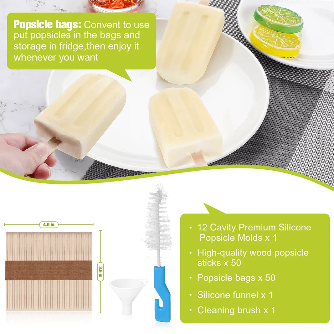 Moule à glace en silicone avec bâtonnets en bois