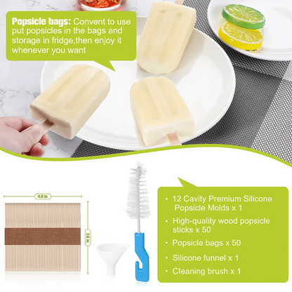 Moule à glace en silicone avec bâtonnets en bois